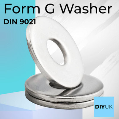 Large Flat Washer M8 - 8mm ( Pack of: 10 ) Form G Zinc Galvanised Steel Penny Washers DIN 9021