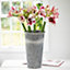 Large Florist's Bucket - Grey Galvanised Steel Vase for Fresh or Artificial Flower Stem Bouquet Arrangements - H42 x 24cm Diameter