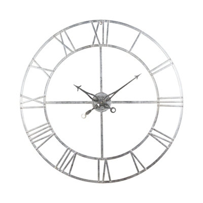 Large Foil Skeleton Wall Clock - Metal - L7 x W102 x H102 cm - Silver