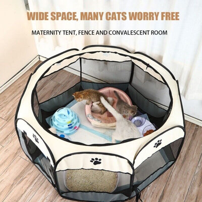 WINiPET Folding Soft Pet Playpen - 2-Door Portable Play Pen With Carrying Bag & Food Bowl