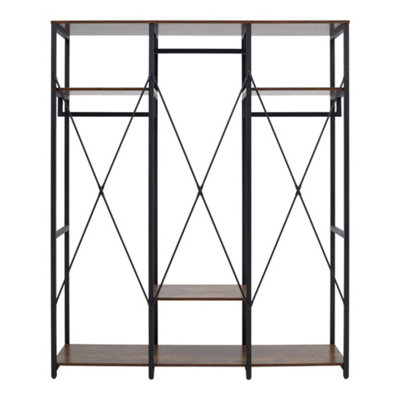 Large Freestanding Heavy Duty Garment Clothing Rack with Shelves for ...