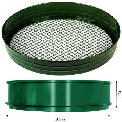 Large Garden Mesh Riddle Sieve Metal Strong Riddle for soil and potting shed sifting tool - 37cm - 12mm Mesh - 5