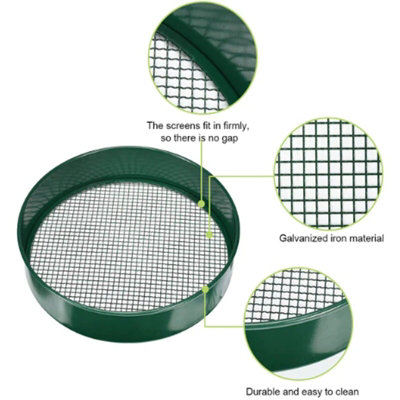 Large Garden Mesh Riddle Sieve Metal Strong Riddle for soil and potting shed sifting tool - 37cm - 12mm Mesh - 6