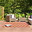 Large Garden Outdoor Rug For Patio, Reversible Chevron Colours, Red & Cream Waterproof Area Rug 160 x 230cm