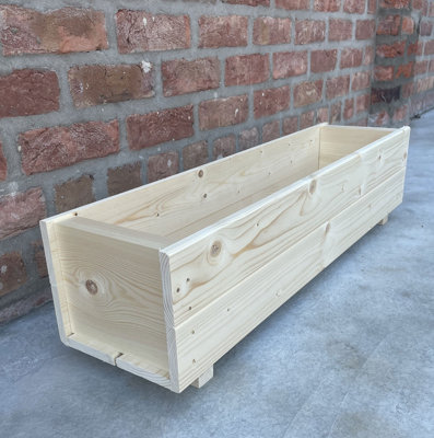 Large Garden Planter Trough Flower Box Natural Fully Assembled 900mm - 3