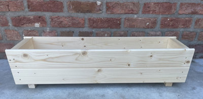 Large Garden Planter Trough Flower Box Natural Fully Assembled 900mm - 5