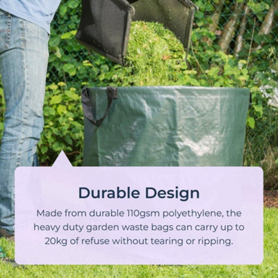 Large Garden Waste Collapsible Bag Heavy Duty with Handles 270L Max 20kg Reuse Recycle Home