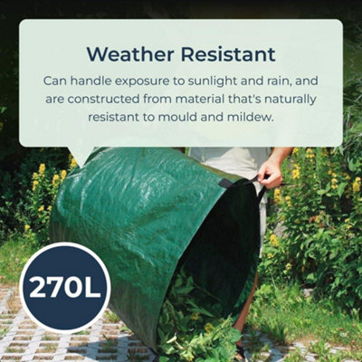 Large Garden Waste Collapsible Bag Heavy Duty with Handles 270L Max 20kg Reuse Recycle Home
