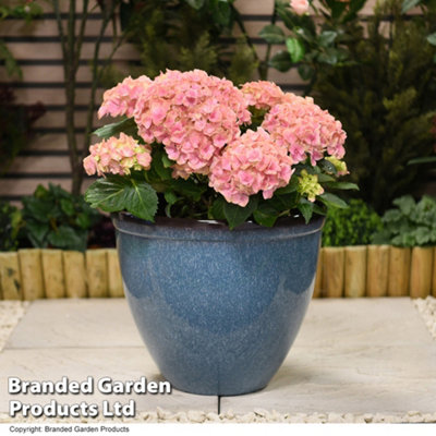 Large Glazed Effect Planter Garden Patio Outdoor Plastic 39.5cm (x3)