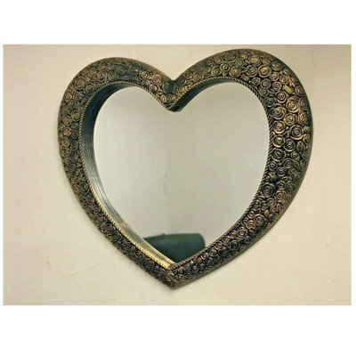 Large Gold Black Heart Mirror Antique Style