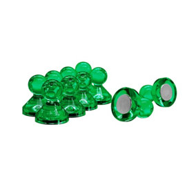 Large Green Acrylic Push Pin Office Magnet for Fridge, Whiteboard, Noticeboard, Filing Cabinet - 21mm dia x 26mm tall - Pack of 10