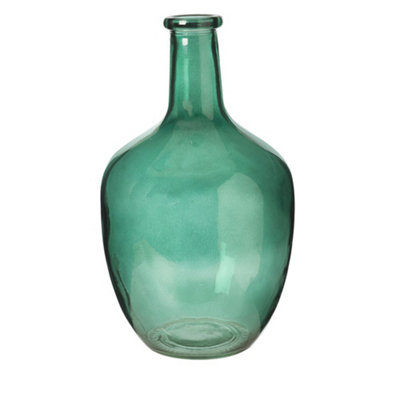 Large Green Bottle Vase With a Long Neck. Perfect For Flower Stems and