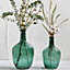 Large Green Bottle Vase With a Long Neck. Perfect For Flower Stems and Centrepieces. H30 cm