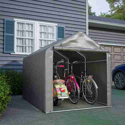 Large Grey Backyard Waterproof Bicycle Motorbike Storage Tent PE Shed