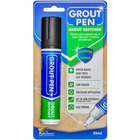 Large Grout Pen - Designed for restoring tile grout in bathrooms & kitchens (Black)