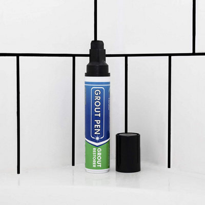 Large Grout Pen - Designed for restoring tile grout in bathrooms & kitchens (Black)
