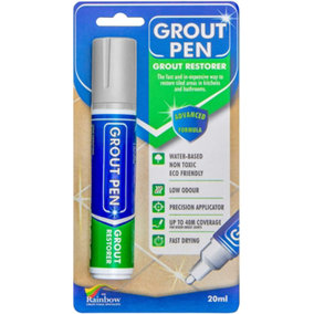Large Grout Pen - Designed for restoring tile grout in bathrooms & kitchens (Light Grey)