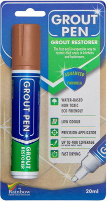 Large Grout Pen - Designed for restoring tile grout in bathrooms & kitchens (Terracotta)