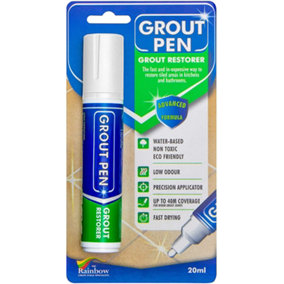Large Grout Pen - Designed for restoring tile grout in bathrooms & kitchens (White)