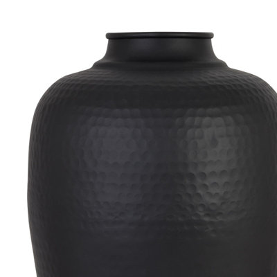 Large Hammered Vase with Lid - Metal - L40 x W40 x H103 cm - Matt Black