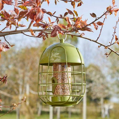 Large Hanging Bird Feeder Garden Novelty Metal Cage Seed Feeding Station Green