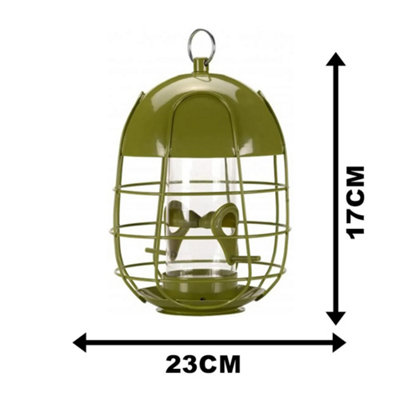 Large Hanging Bird Feeder Garden Novelty Metal Cage Seed Feeding Station Green