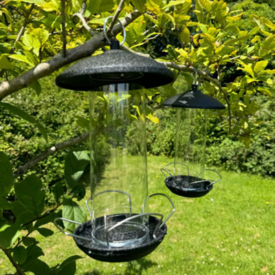 Large Hanging Steel Bird Seed Feeder with 4 Feeding Ports (Set of 2)