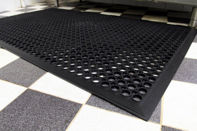Large Heavy Duty Rubber Mat Industrial Bar Safety Anti-Fatigue Non Slip 5" x 3" - 4