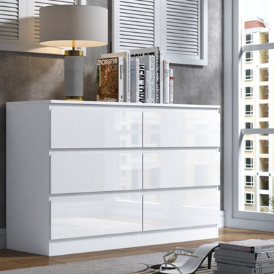 Tall white gloss chest deals of drawers