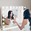 Large Hollywood Vanity Mirror w/ Lights, 80x60cm, 18 Dimmable Bulbs, 3 Color Modes, Touch Control, Adapter, Table/Wall Mount, Bedr