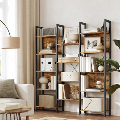 Large Industrial Bookcase, Metal Frame Storage Unit, Home Office ...