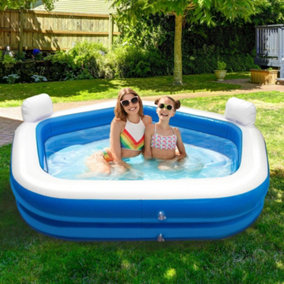 Large Inflatable Family Lounge Pool with 2 Cupholders