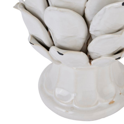 Large Ivory Chianti Artichoke - Ceramic - L19 x W19 x H36 cm - White - 3