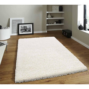 Large Ivory Cream Shaggy Area Rug Elegant and Fade-Resistant Carpet Runner - 160x230 cm
