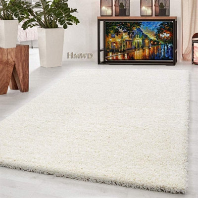 Large Ivory Cream Shaggy Area Rug Elegant and Fade-Resistant Carpet Runner - 160x230 cm - 6