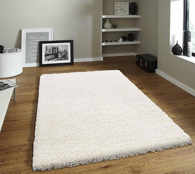 Large Ivory Cream Shaggy Area Rug Elegant and Fade-Resistant Carpet Runner - 160x230 cm - 7