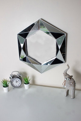 Large Jewel Cut Bevelled Wall Mirror