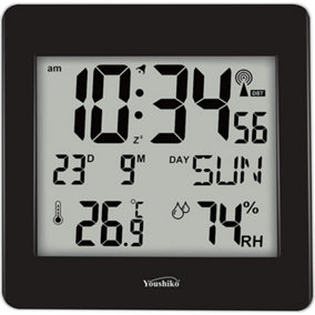 Large Jumbo LCD Radio Controlled Wall Clock  with Temperature and Humidity display  YC8058