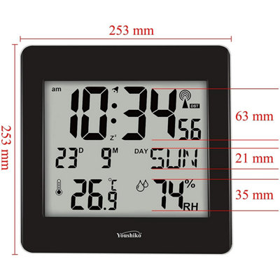 Large Jumbo LCD Radio Controlled Wall Clock  with Temperature and Humidity display  YC8058 - 3