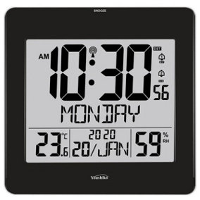 Large Jumbo LCD Radio Controlled Wall Clock  with Temperature and Humidity display  YC8059