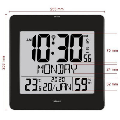 Large Jumbo LCD Radio Controlled Wall Clock  with Temperature and Humidity display  YC8059 - 3
