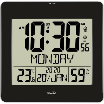 Large Jumbo LCD Radio Controlled Wall Clock  with Temperature and Humidity display  YC8059 - 6
