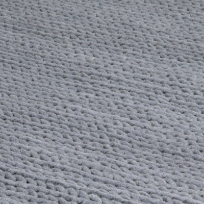 Large Knitted Grey Wool Rug 160 x 230cm