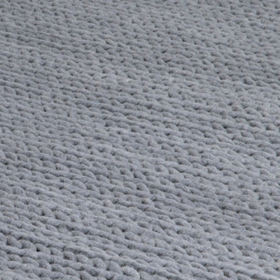 Large Knitted Grey Wool Rug 160 x 230cm | DIY at B&Q