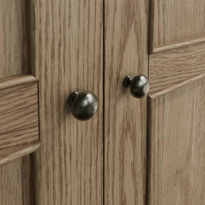 Large Larder Unit - Pine/MDF/Wicker - L110 x W55 x H190 cm - Smoked Oak/Wicker - 6