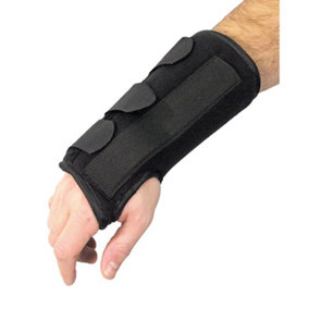 Large Left Handed Black Neoprene Wrist Brace - Metal Splint - Easily Adjustable