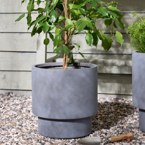 Large Light Grey Fibre Clay Indoor Outdoor Garden Planter Houseplant Flower Plant Pot
