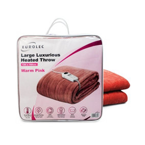 Large Luxurious Electric Heated Throw Blanket - Warm Pink