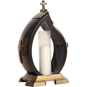 Large Memorial Grave Lantern (36.5x22.5x17cm) - Black with Paraffin Candle Included - Funeral Cemetery Decoration- Grave Ornaments