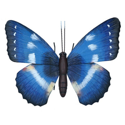 Large Metal 3D Blue Butterfly Garden/Home Wall Art Ornament 5x24x32cm